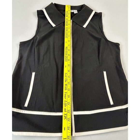 Chicos Zynergy Vest Black & White Zipper Side Buckles Size 1 M LOOKS UNWORN EUC - Picture 9 of 9